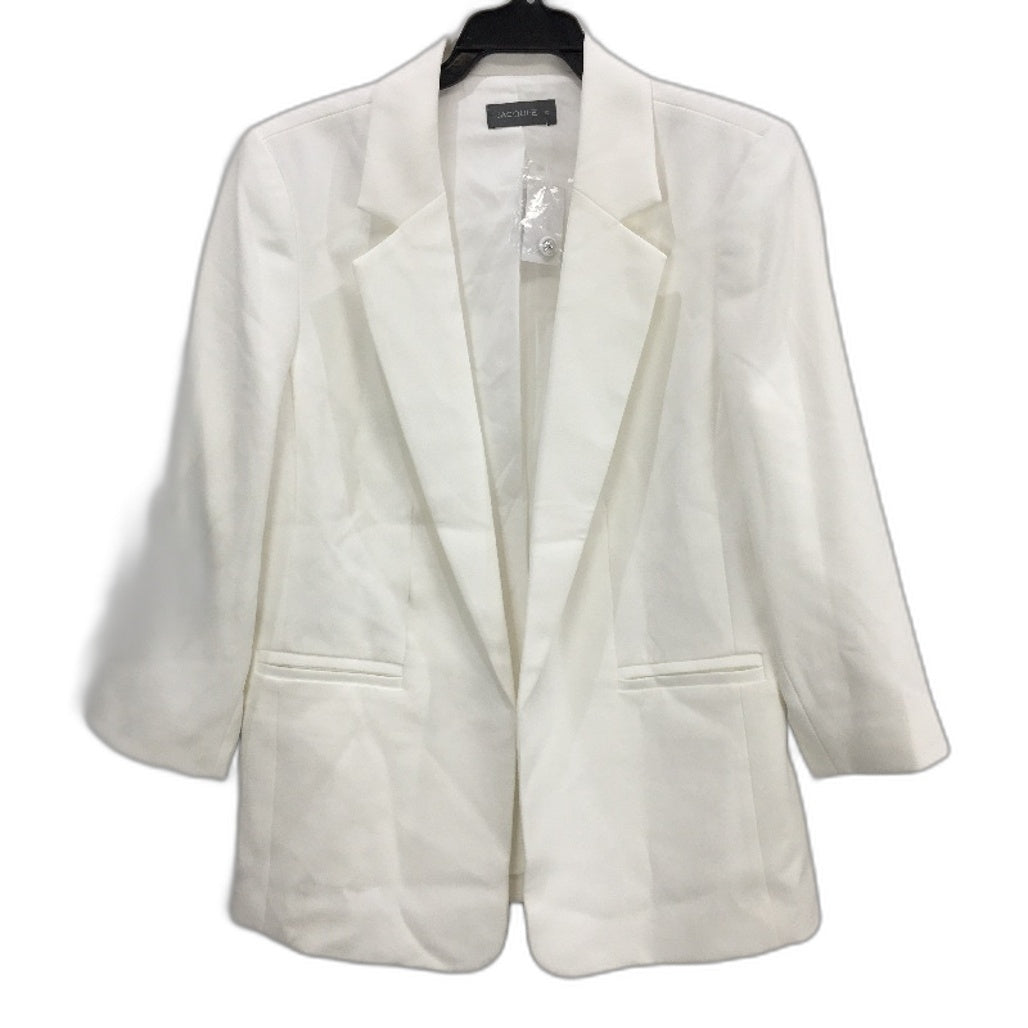 Jacqui E Milk White Button Detail Crepe Blazer Ladies Size 10 NEW