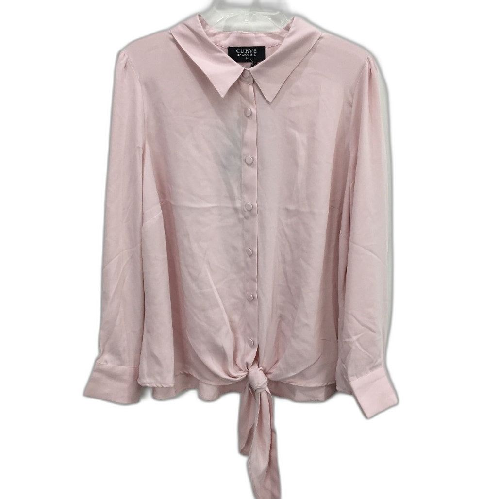 Jacqui E Curve Rose Quartz Pink Astrid Knot Blouse Ladies Size 18 NEW