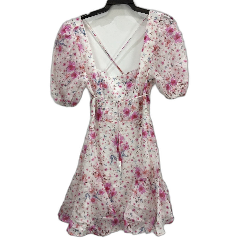 Ever New Floral Pattern Puffy Sleeve Flowy Open Back Mini Dress Ladies Size AU 8