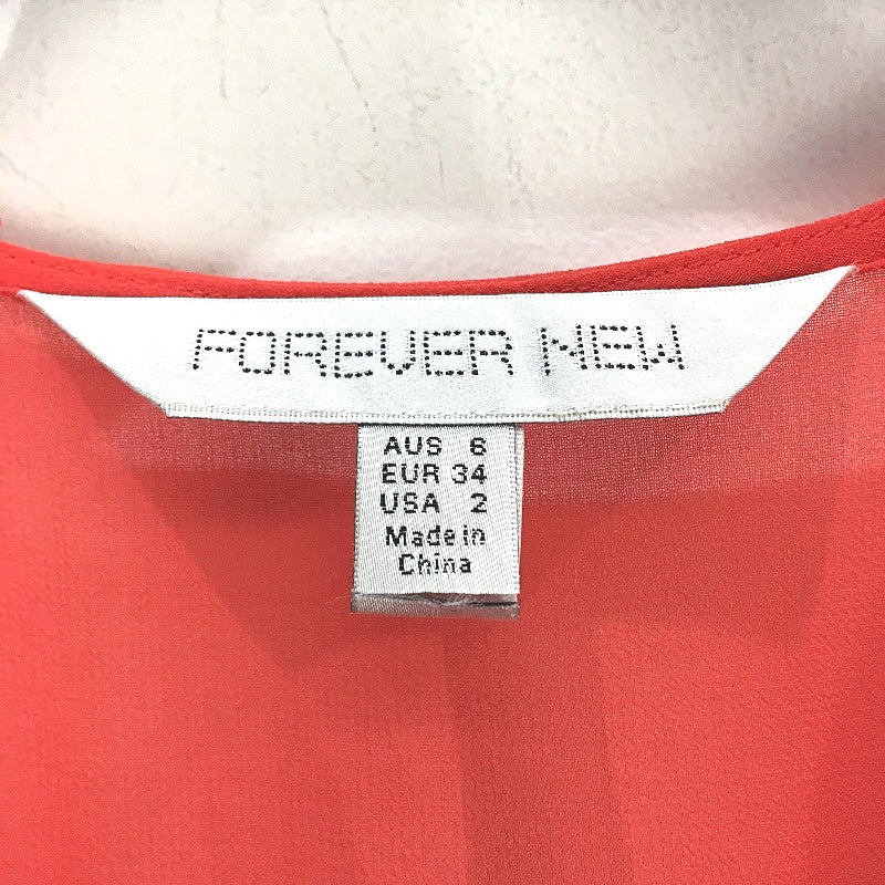 Forever New Red Crossover Belted Wrap-Tie Ruffled Midi Dress Ladies Size AU 6