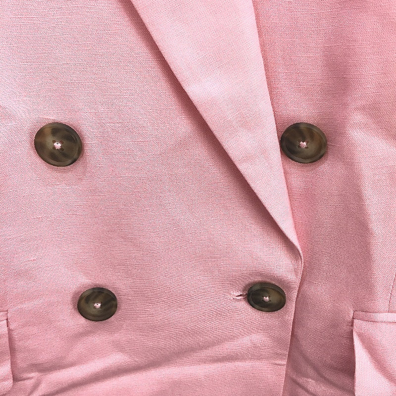 Forever New Light Pink Double Breasted Linen Blazer Ladies Size AU 14