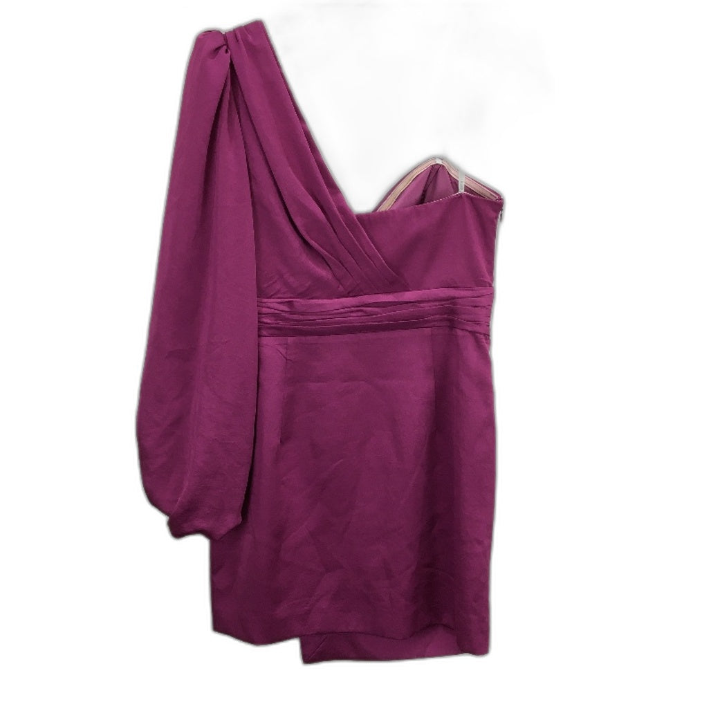 Forever New Magenta One-Shoulder Long Sleeve Mini Dress Ladies Size AU 8