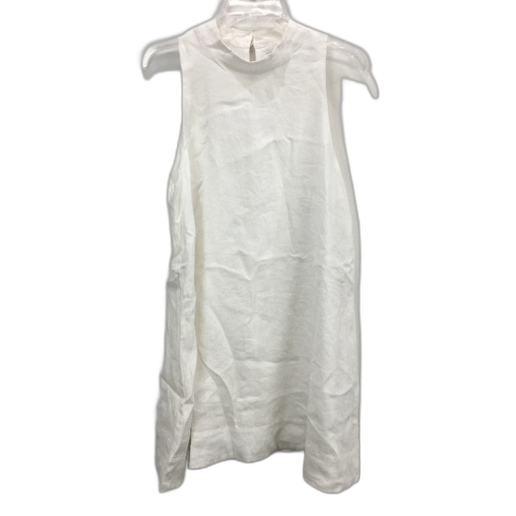 Forever New White High Neck Plain Straight Linen Mini Dress Ladies Size AU 14
