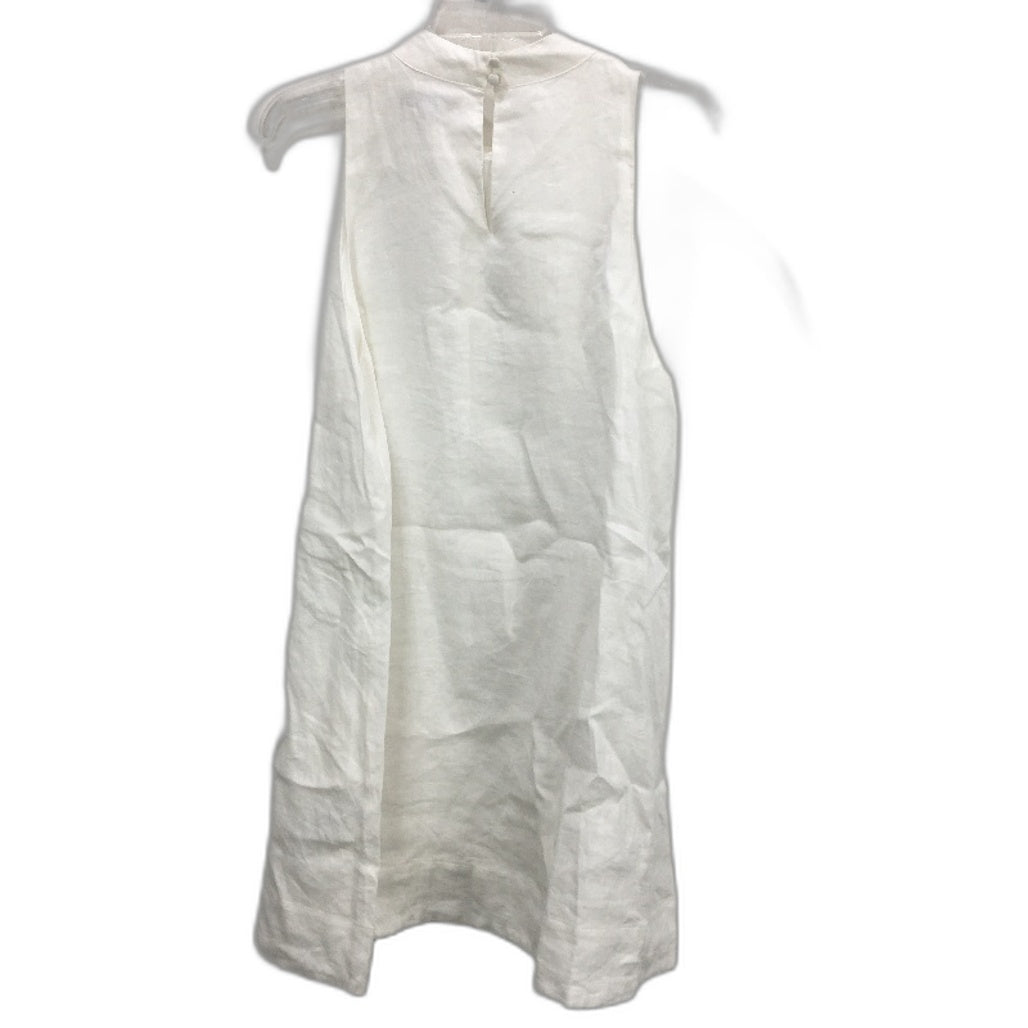 Forever New White High Neck Plain Straight Linen Mini Dress Ladies Size AU 14