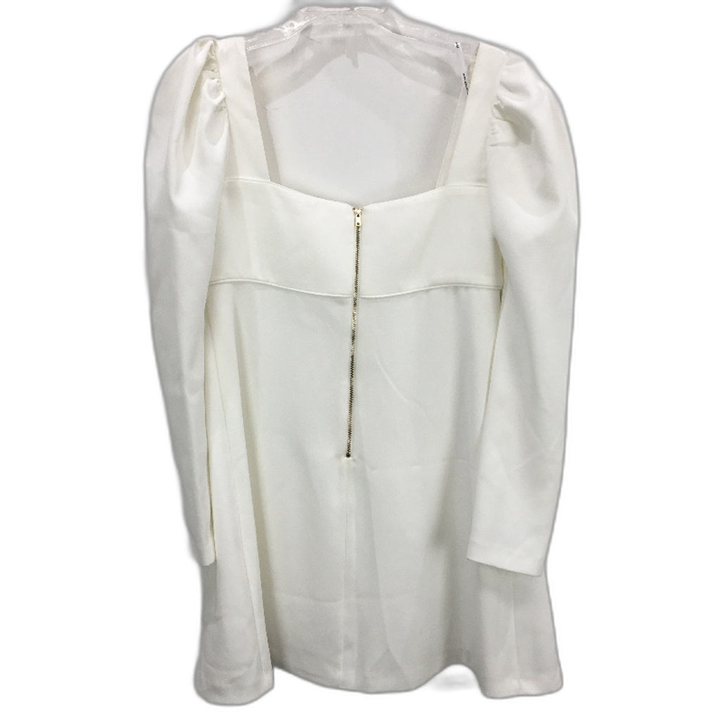 Forever New White Long Sleeve Flowy Zip-Back Mini Dress Ladies Size M/L