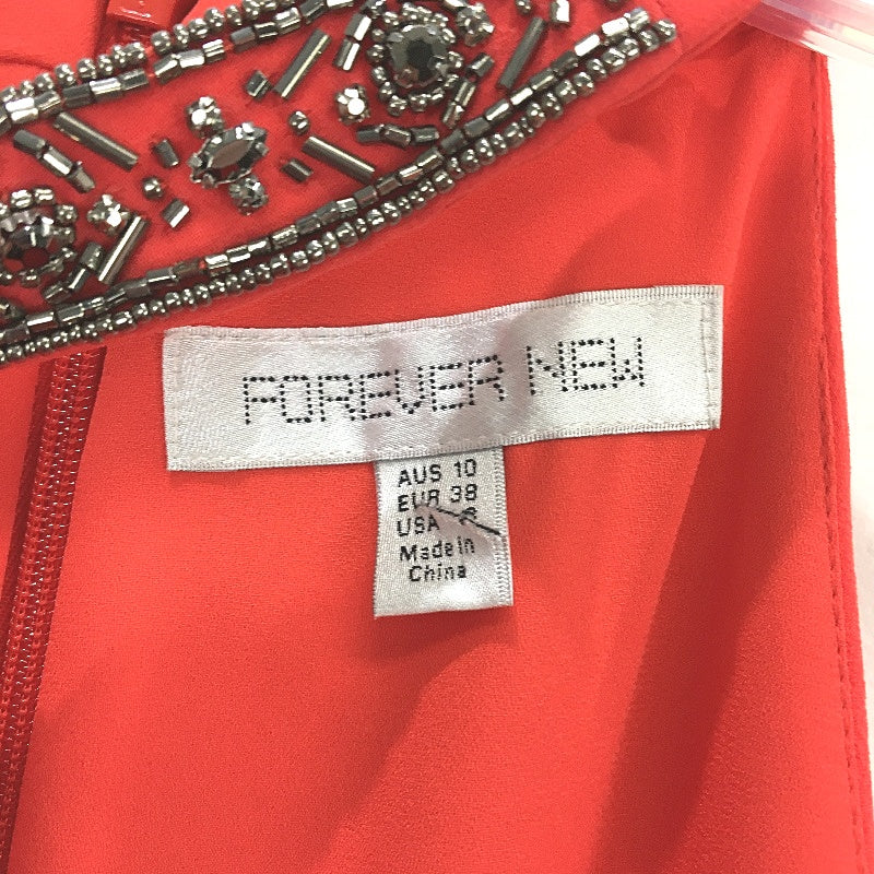 Forever New Red Beaded Cut-Out Waist High-Neck Maxi Dress Ladies Size AU 10