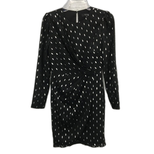 Forever New Black Patterned Long Sleeve Crossed Mini Dress Ladies Size AU 6 NEW