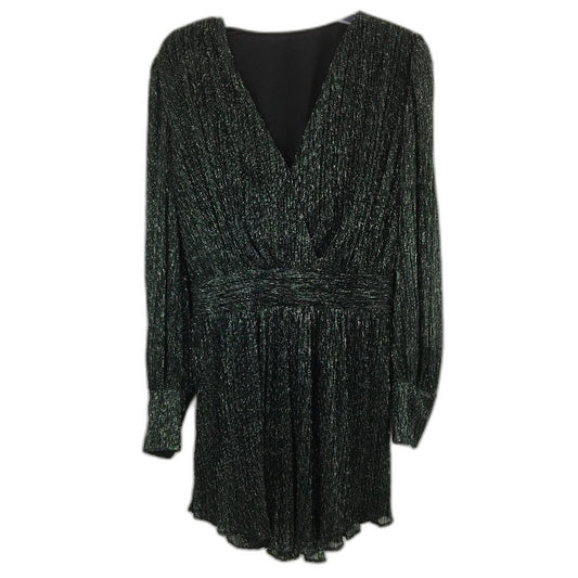 Forever New Black & Green Patterned Sparkly Long Sleeve Dress Ladies Size L NEW