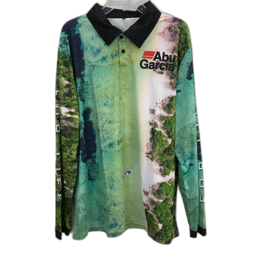 Abu Garcia Coastline Boat Design Fishing Jersey Collared Long Sleeve NEW