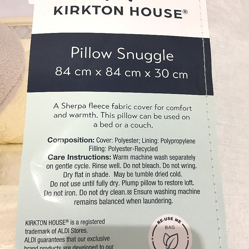 Kirkton House Grey Pillow Snuggle Sherpa Fleece Fabric Cover Soft Fluffy NEW