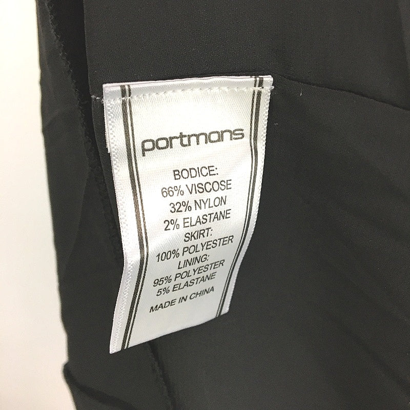Portmans Anita Pleated Shortsleeve Black Midi Dress Ladies Size AU 10 NEW