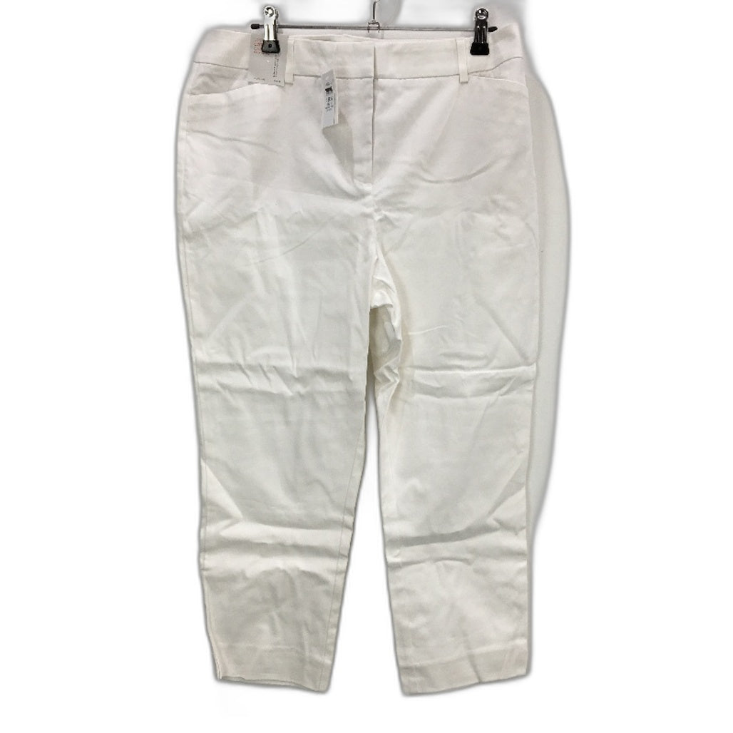 Jacqui E Oxford 58cm In Leg Slim Fit White Cotton Capri Ladies Size AU 12 NEW