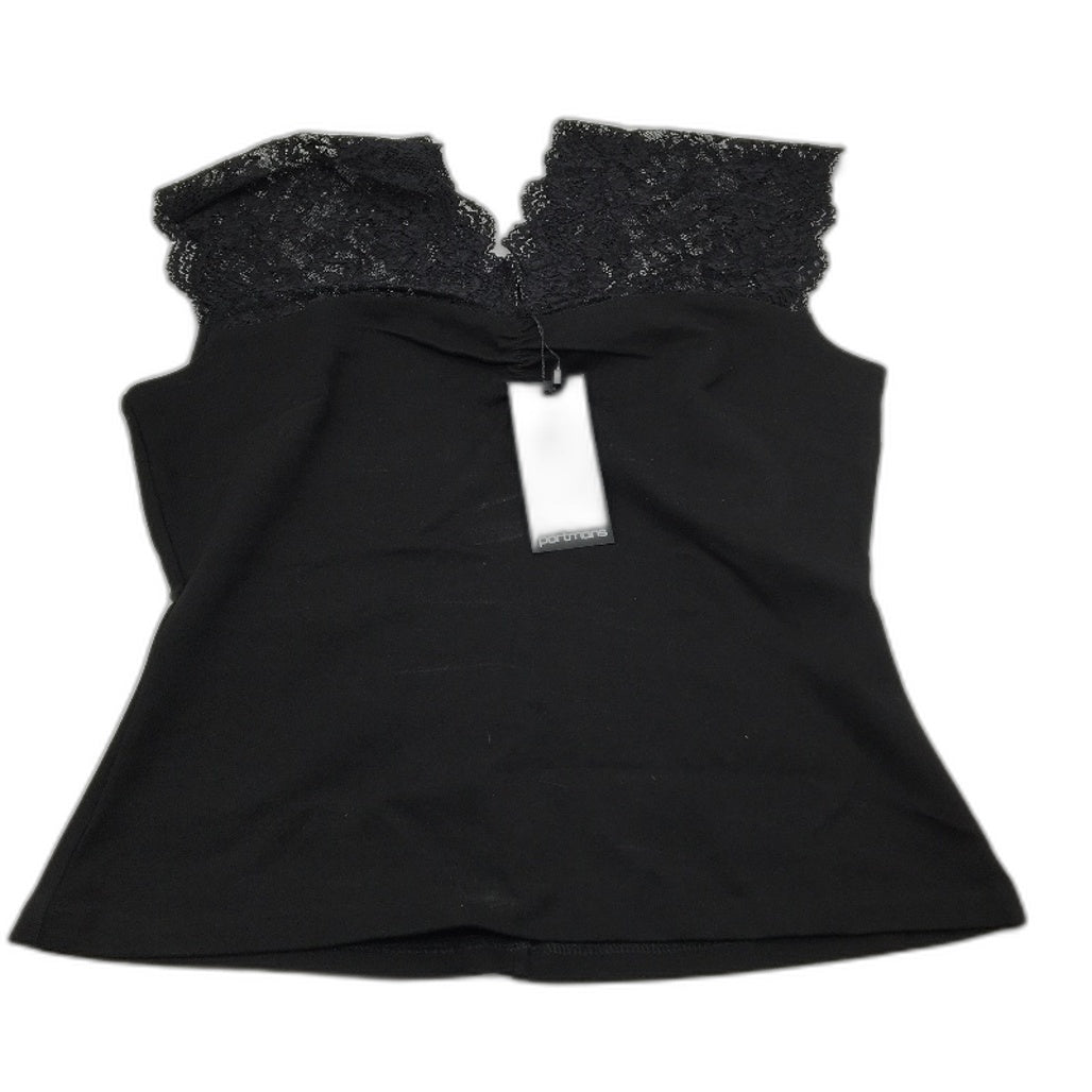 Portmans Lana Lace Sleeveless Black Ponte Top Ladies Size Medium NEW