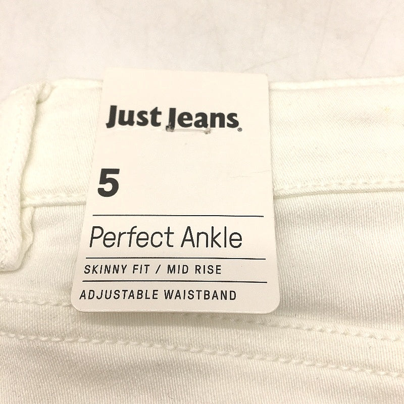 Just Jeans Perfect Ankle Mid Rise White Ripped Skinny Jeans Girls Size AU 5 NEW