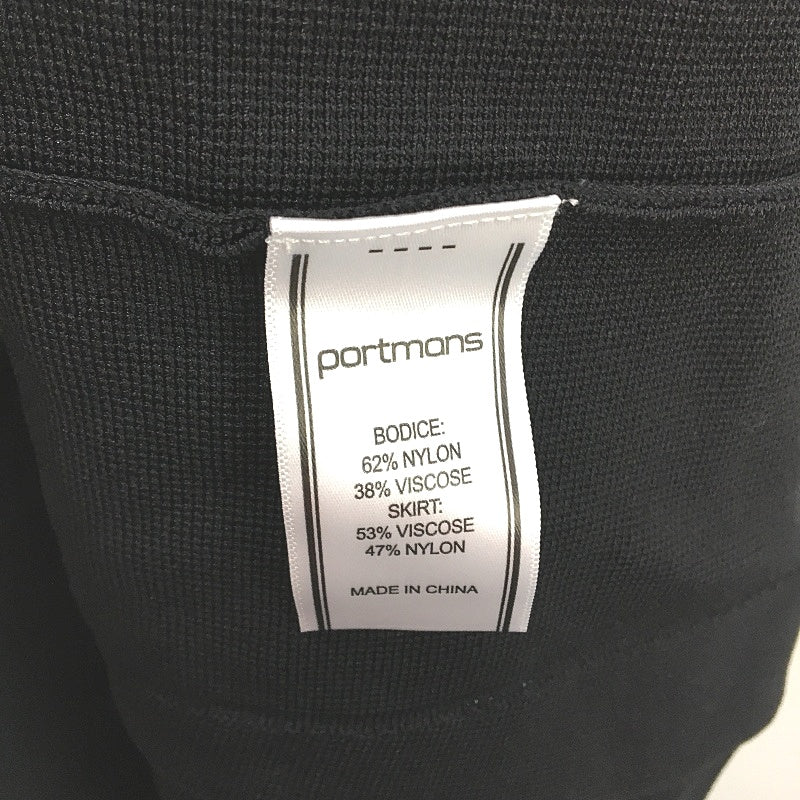 Portmans Liz Box Pleat Milano Knit Black Mini Dress Ladies Size Medium NEW