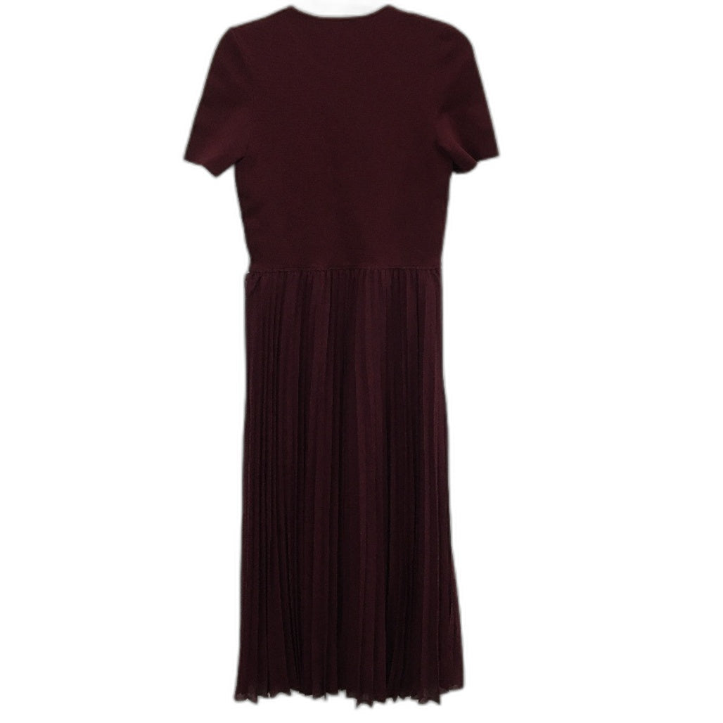 Portmans Anita Pleated Shortsleeve Shiraz Red Midi Dress Ladies Size AU 10 NEW