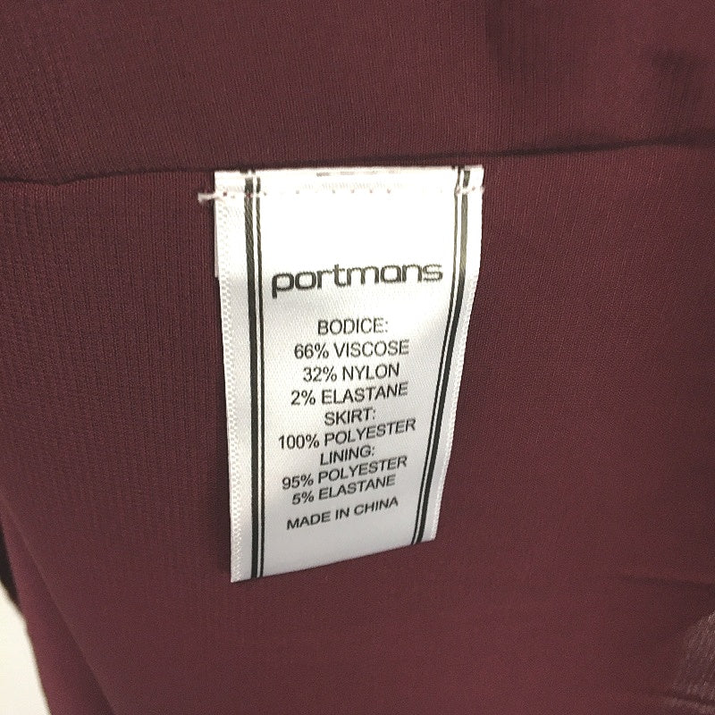 Portmans Anita Pleated Shortsleeve Shiraz Red Midi Dress Ladies Size AU 10 NEW