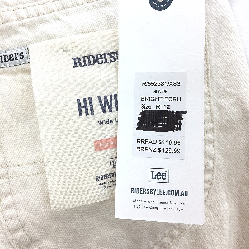 Riders by Lee Hi Wide Leg High Rise Bright Ecru Jeans Ladies Size R12 NEW