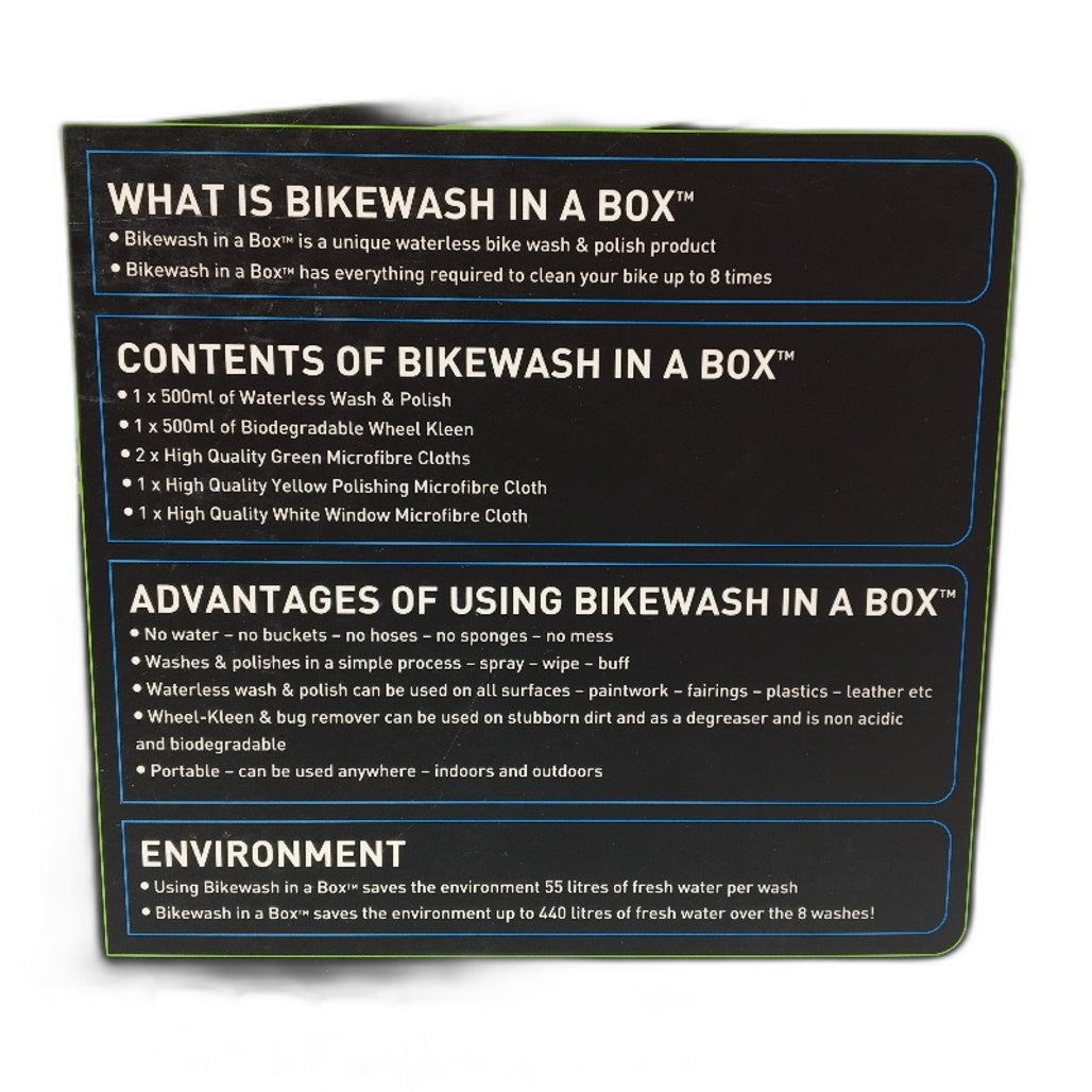 No-H2O Eco Friendly Dry Cleaning For Cars Motorcycle Bike Wash In A Box Kit NEW