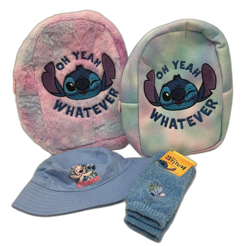 Disney Lilo & Stitch Bag & Bucket Hat Kids 4-6Yrs Cap Size 4 Piece Pack NEW