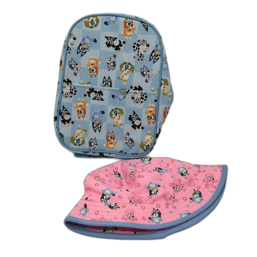 Design Works Bluey & Friends Backpack & Pink Bucket Hat Set Size 4-6Years NEW