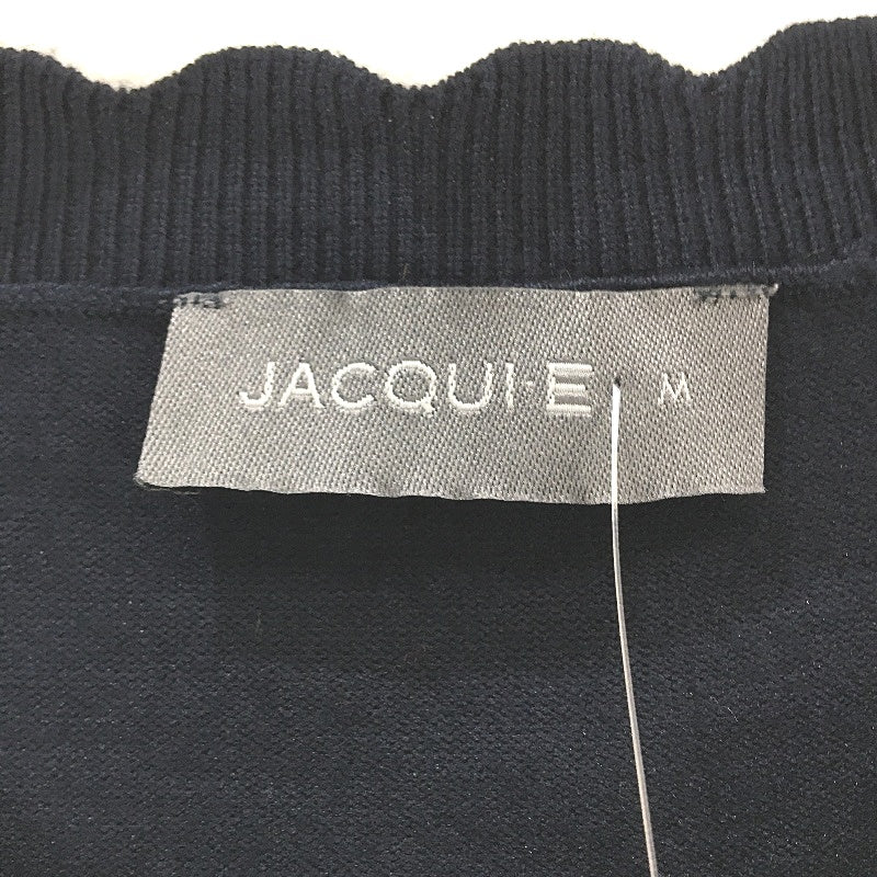 Jacqui E Mila 3/4 Sleeve Navy Blue Scallop Cardi Ladies Size Medium NEW