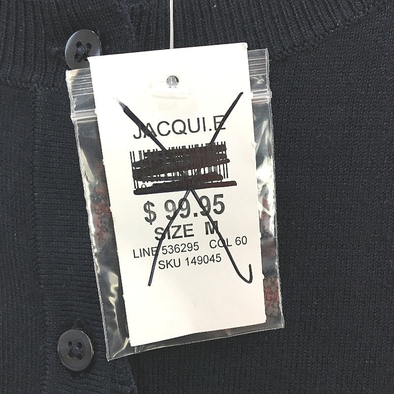 Jacqui E Mila 3/4 Sleeve Navy Blue Scallop Cardi Ladies Size Medium NEW