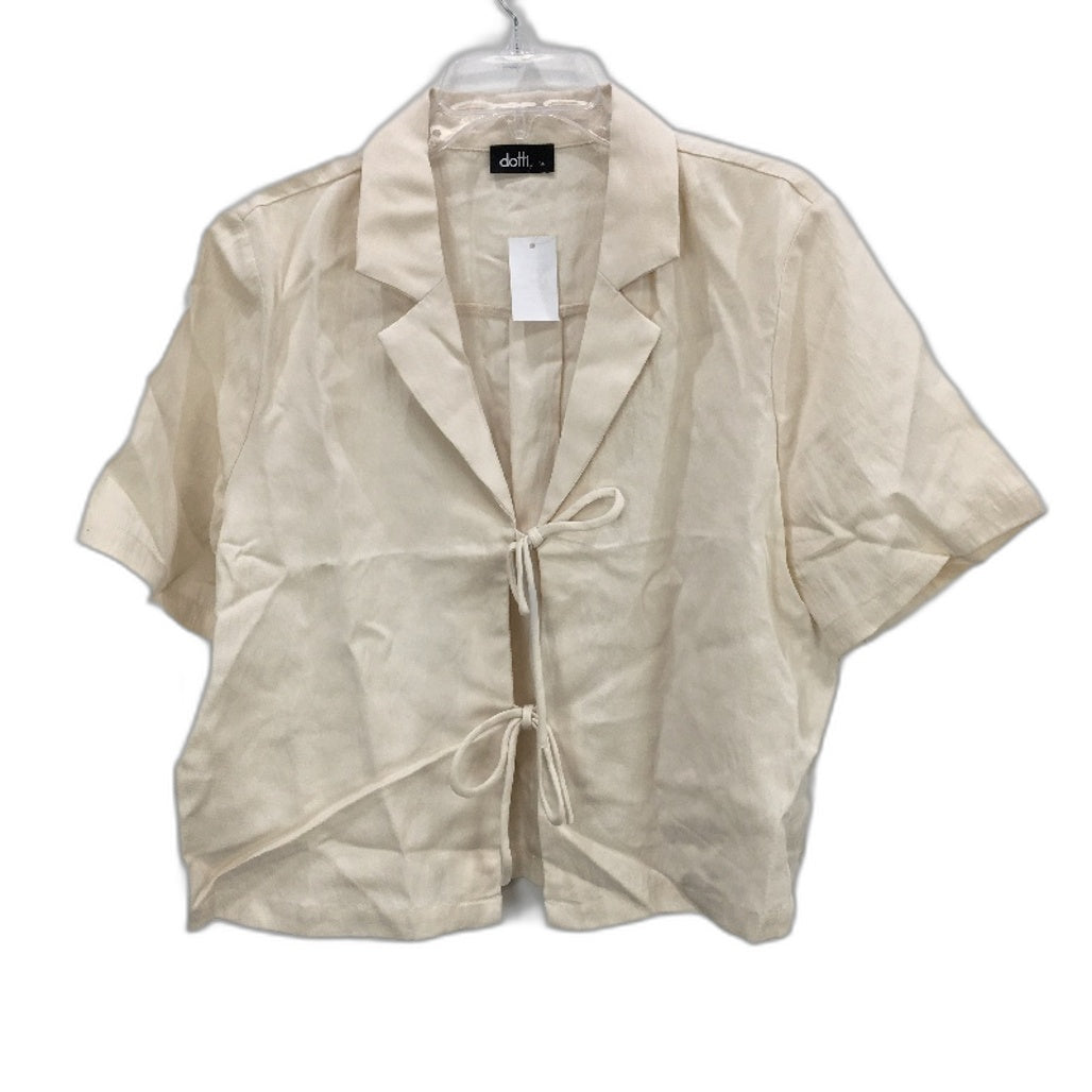 Dotti Holly Tie Front Cream Open Shirt Shortsleeve Top Ladies Size AU 14 NEW