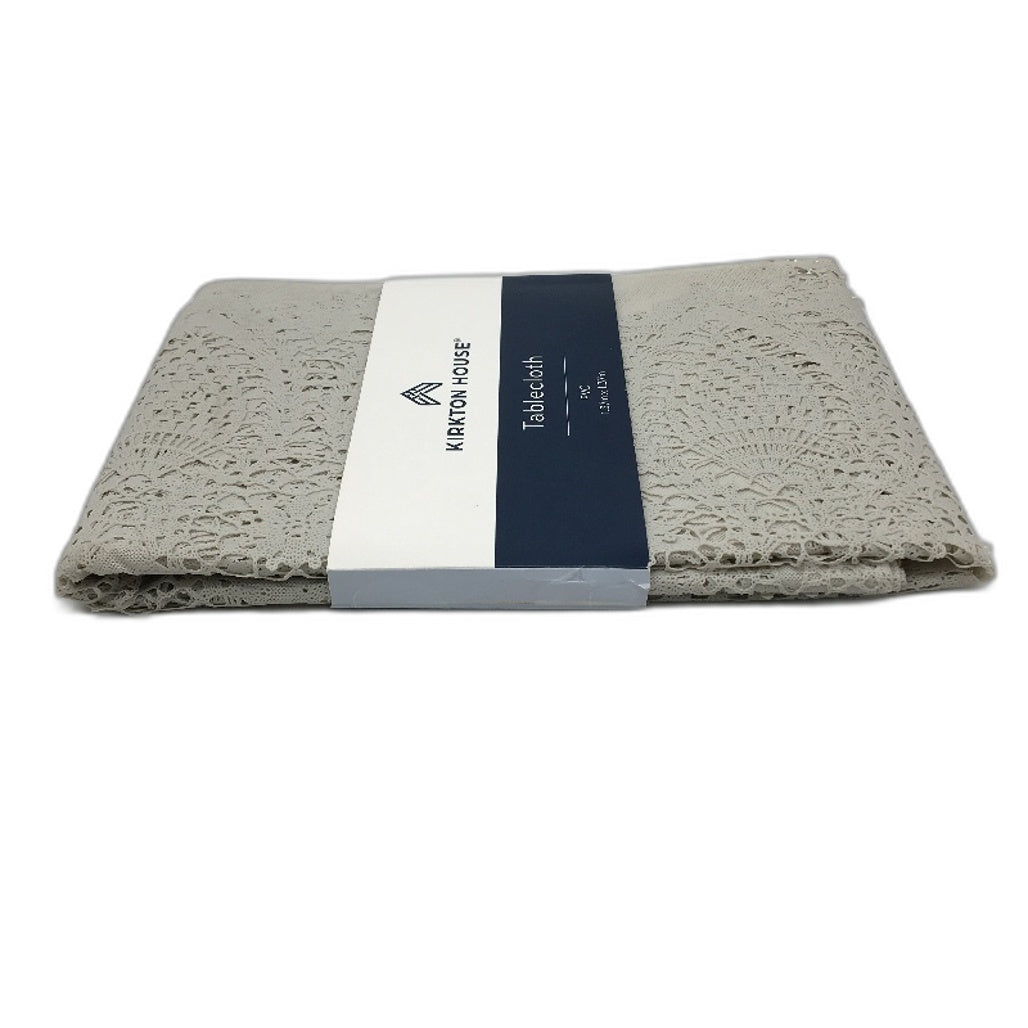 Kirkton House Silver Grey Lacework PVC Tablecloth 137cm x 137cm NEW