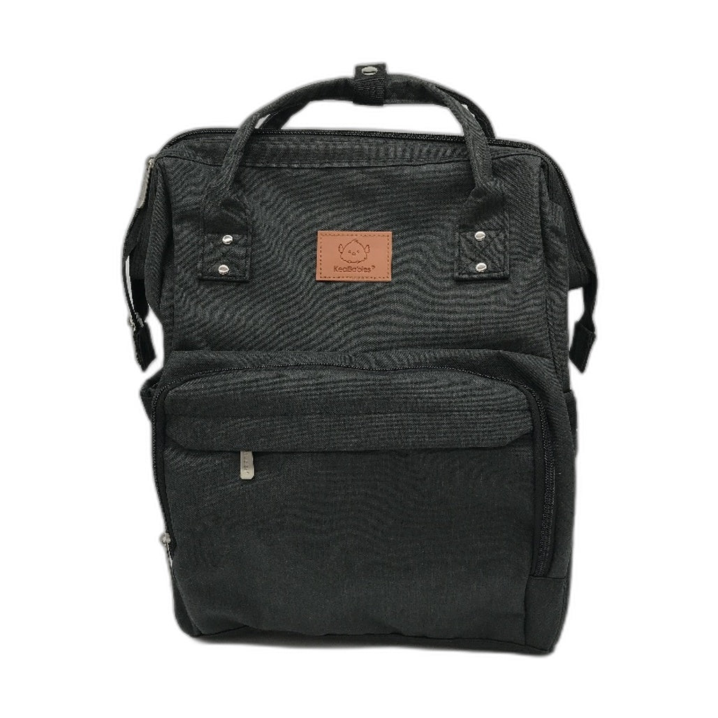 KeaBabies Canvas Waterproof Travel Nappy Bag with Changing Pad in Black NEW