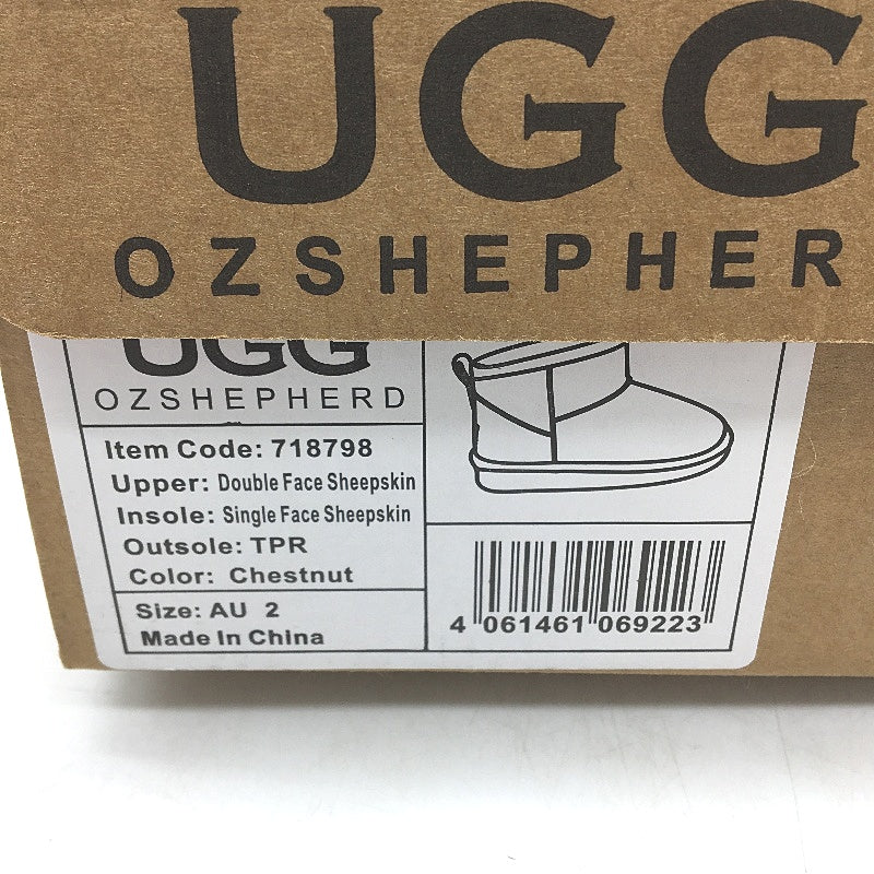 UGG BootsOz Shepherd  Australian Double Face Chesnut Sheepskin KIDS Size 2 NEW