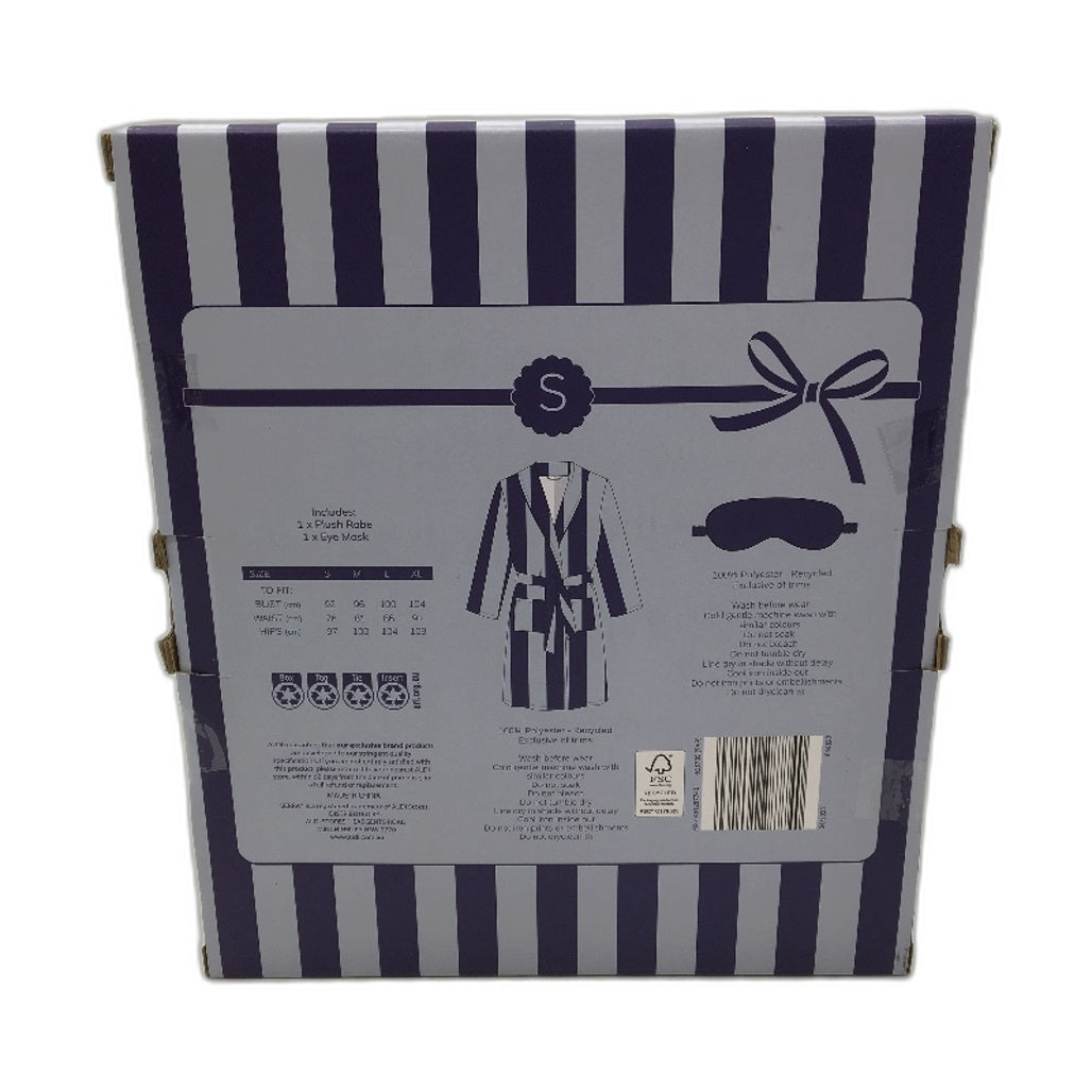 Serra Blue Tone Soft Plush Robe & Eye Mask Set Ladies Size Small NEW