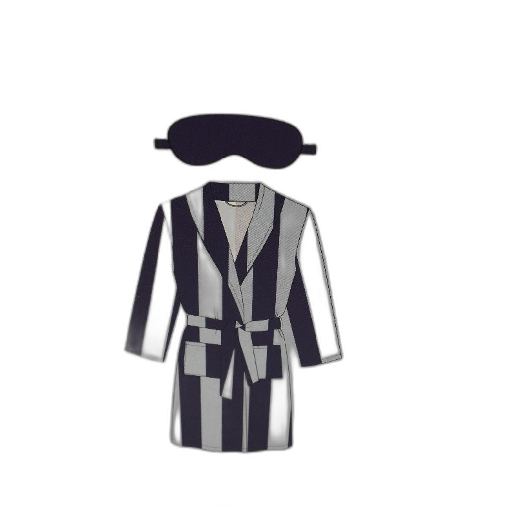 Serra Blue Tone Soft Plush Robe & Eye Mask Set Ladies Size Small NEW