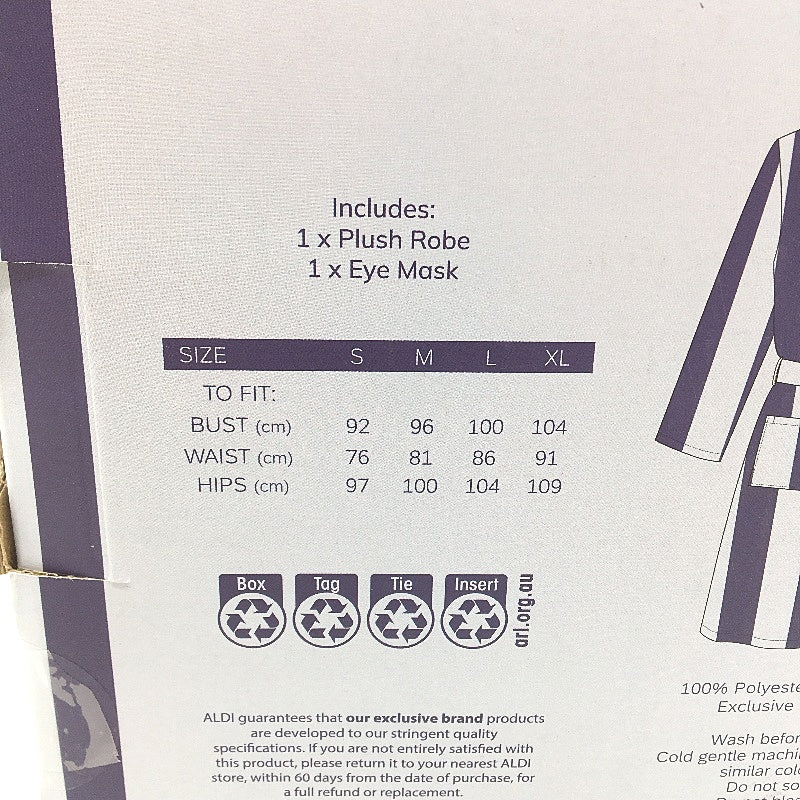 Serra Blue Tone Soft Plush Robe & Eye Mask Set Ladies Size Small NEW