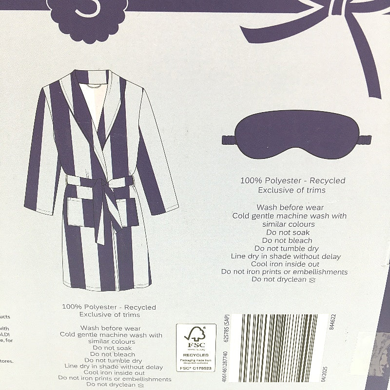 Serra Blue Tone Soft Plush Robe & Eye Mask Set Ladies Size Small NEW