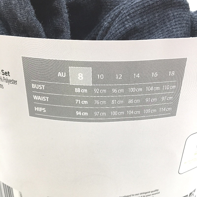 Serra Cotton Blend Charcoal Grey Full Length Waffle PJ Set Ladies Size 8 NEW