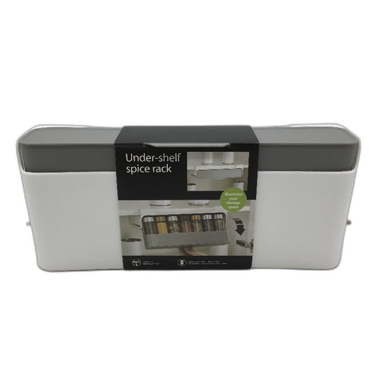 Ezonedeal White Grey Under Shelf Cabinet Spice Rack 32cm NEW