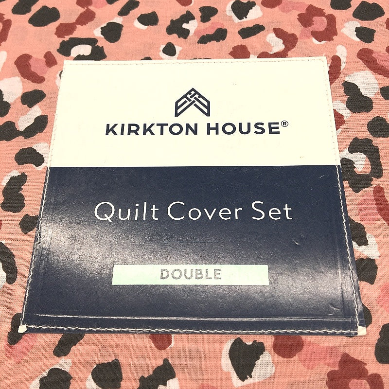 Kirkton House Pink Leopard Print Themed Quilt Cover Set Double Bed NEW