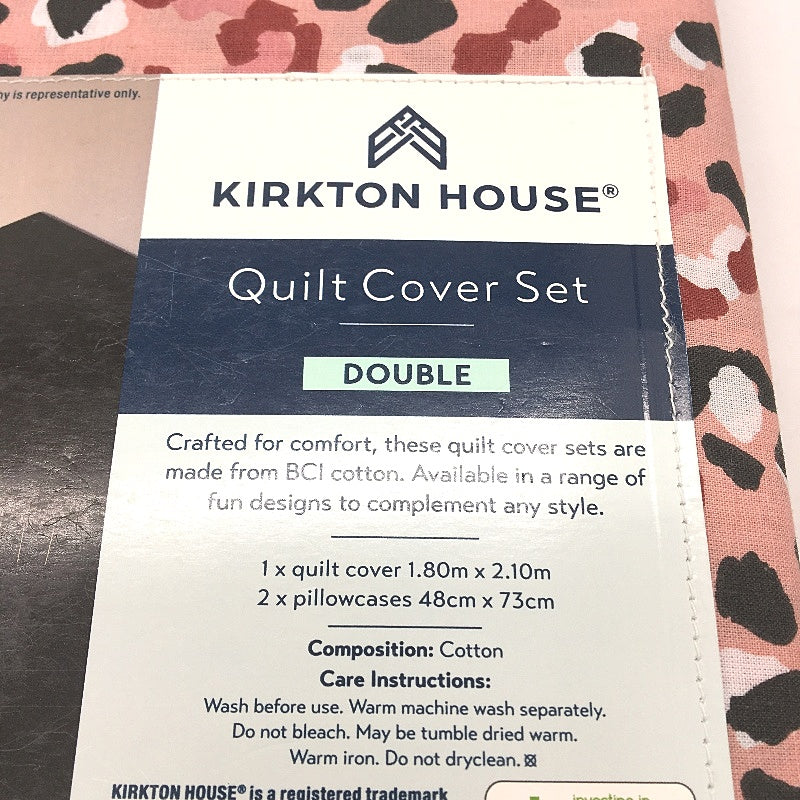 Kirkton House Pink Leopard Print Themed Quilt Cover Set Double Bed NEW