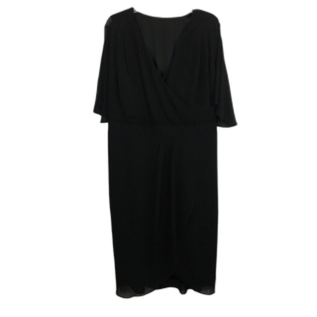 Forever New Black Short Sleeve Flowy Crossover Front Midi Dress Ladies Sz AU 16