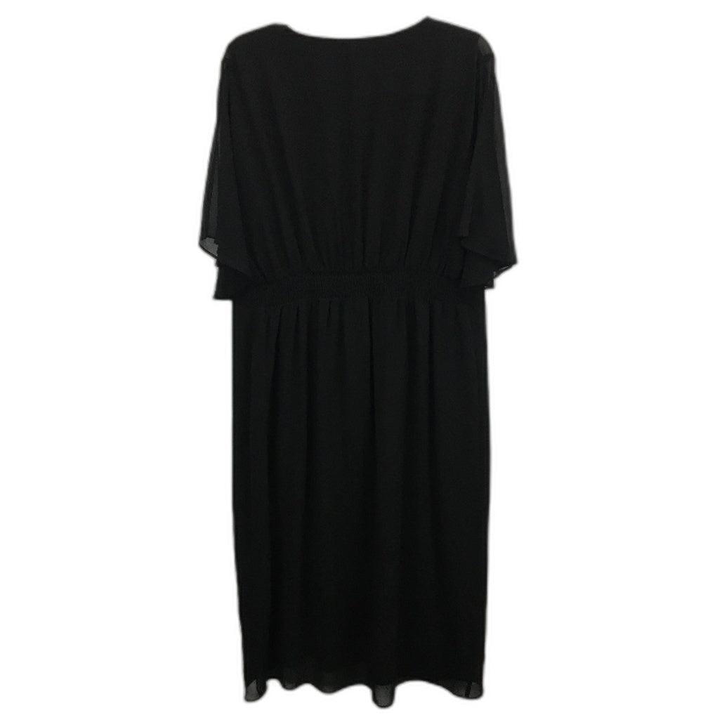 Forever New Black Short Sleeve Flowy Crossover Front Midi Dress Ladies Sz AU 16