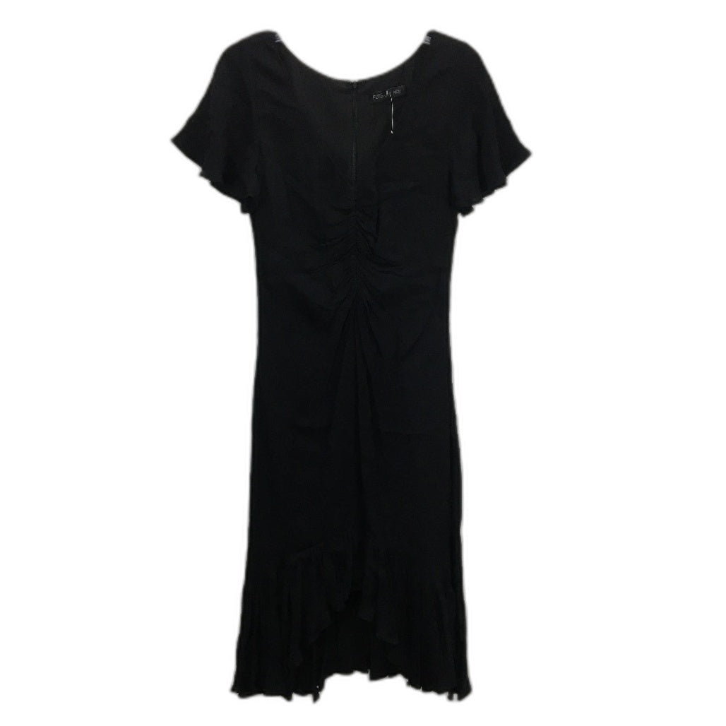 Forever New Black Short Sleeve Ruffled Ruched Flowy Midi Dress Ladies Size AU 8