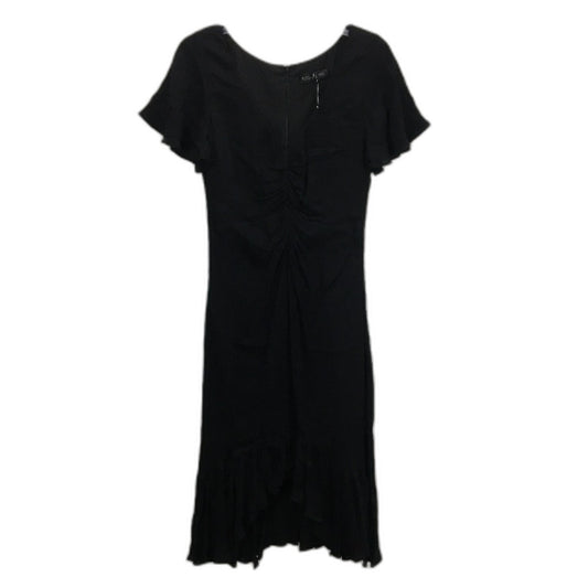 Forever New Black Short Sleeve Ruffled Ruched Flowy Midi Dress Ladies Size AU 8