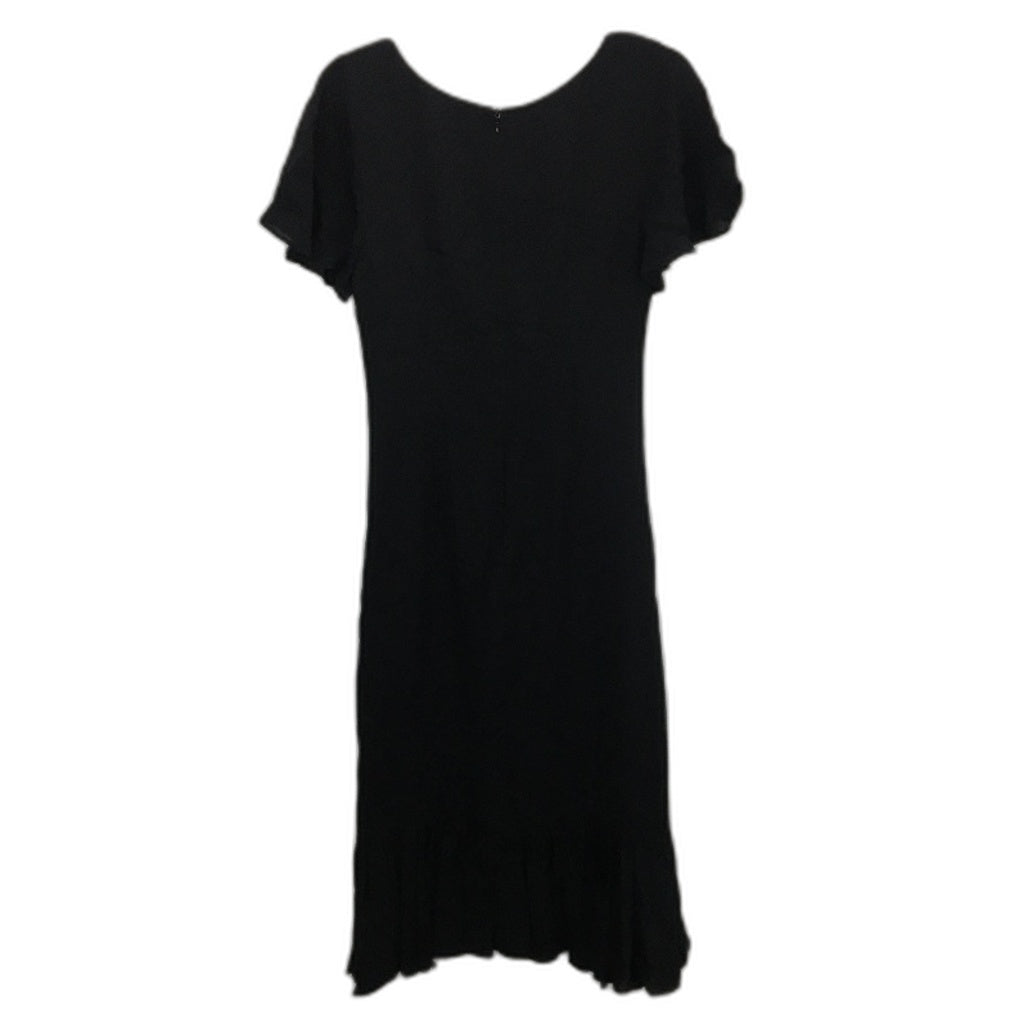 Forever New Black Short Sleeve Ruffled Ruched Flowy Midi Dress Ladies Size AU 8