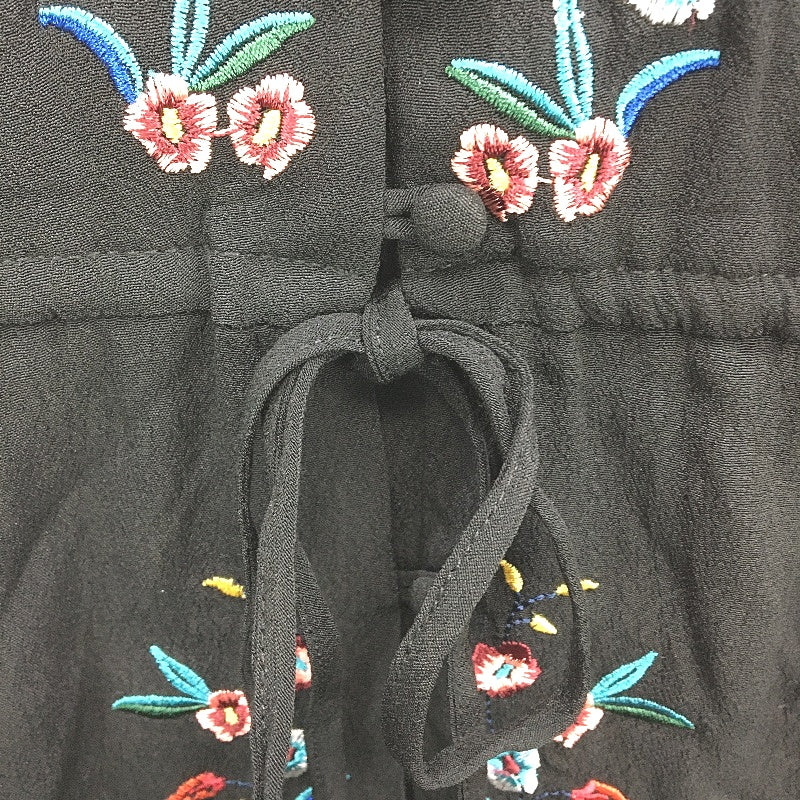 Forever New Black Short Sleeve Floral Belted Split Midi Dress Ladies Size AU 8