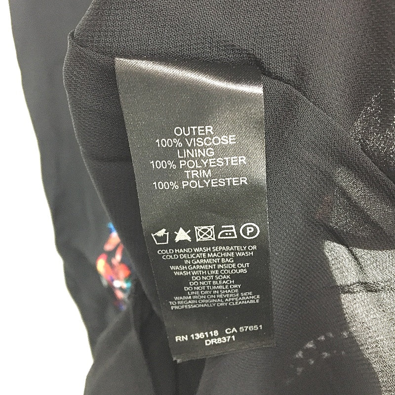 Forever New Black Short Sleeve Floral Belted Split Midi Dress Ladies Size AU 8