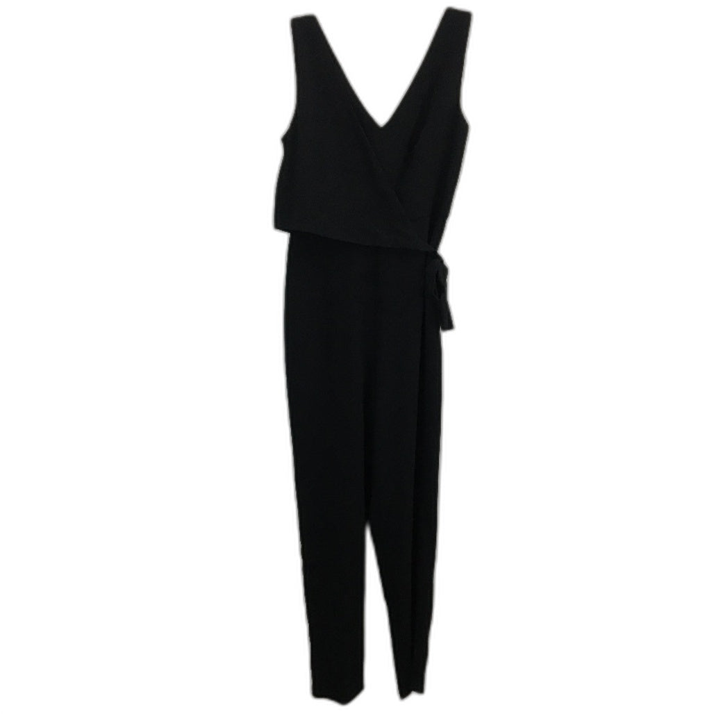 Forever New Black Wrap Tie Side Straight Leg Jumpsuit Ladies Size AU 10