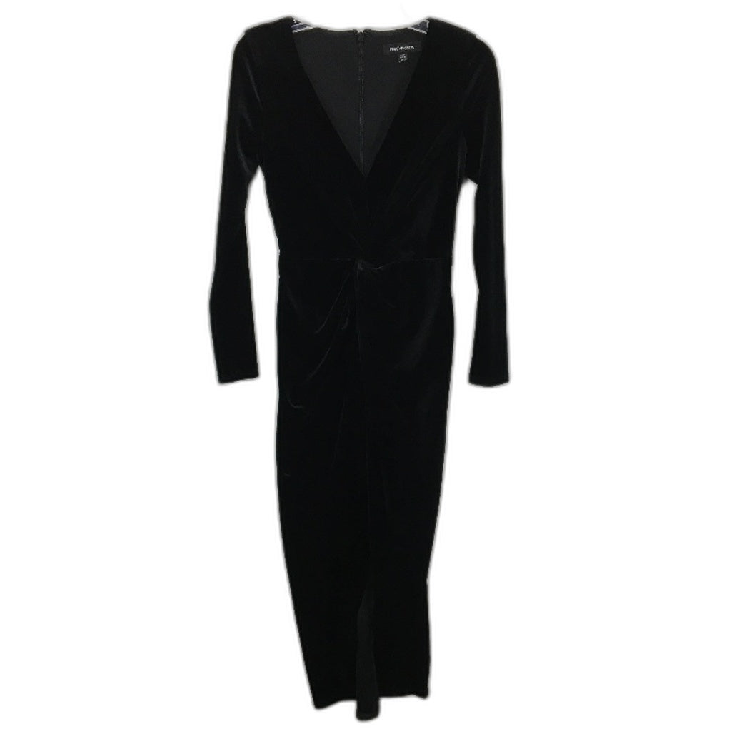 Forever New Black Long Sleeve Soft Velvet Twist Midi Dress Ladies Size AU 6