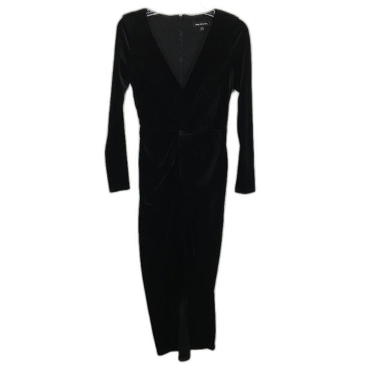 Forever New Black Long Sleeve Soft Velvet Twist Midi Dress Ladies Size AU 6