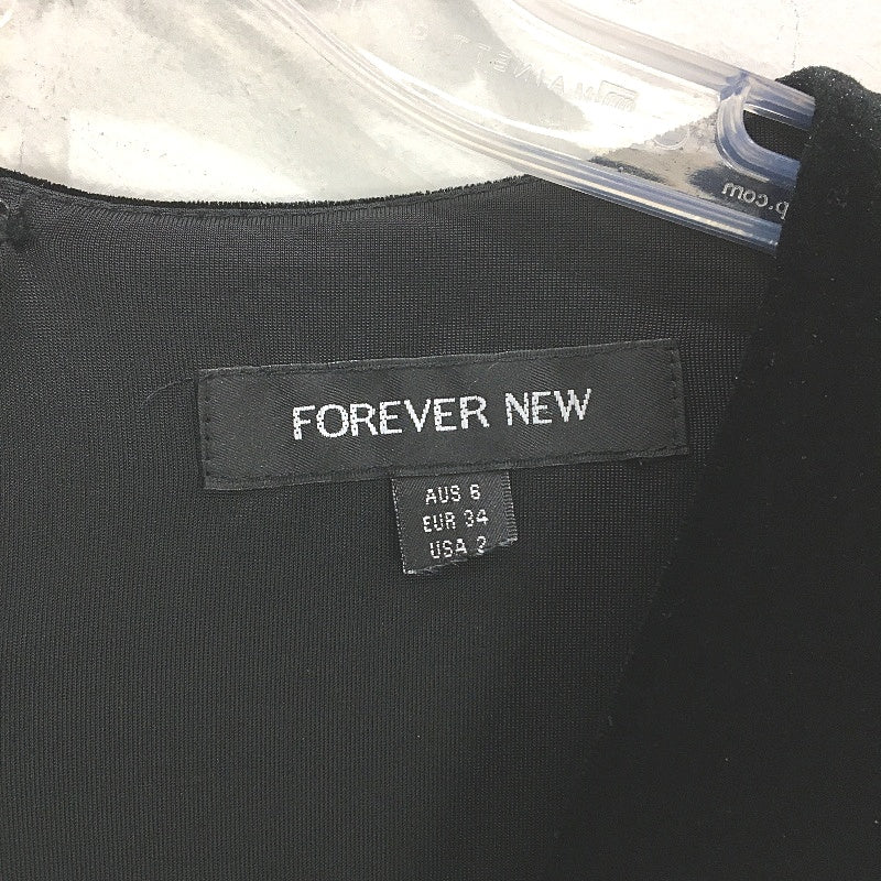 Forever New Black Long Sleeve Soft Velvet Twist Midi Dress Ladies Size AU 6
